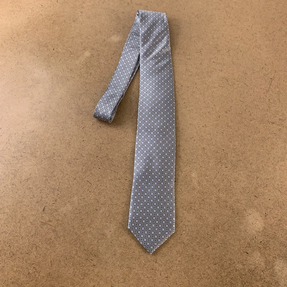Corbata de cuello Cintas para hombre gris estampado 100 % seda Foto 4 de 4