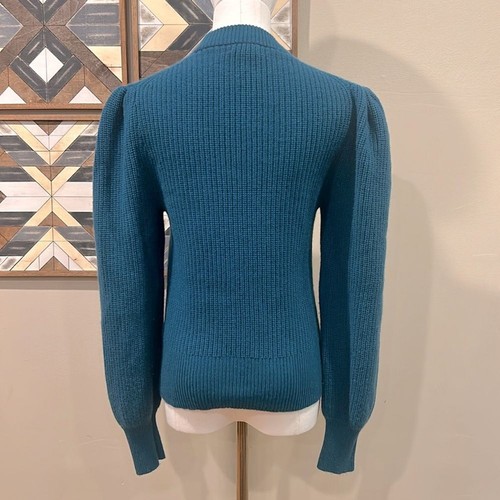 J. Crew Cashmere Puff Sleeve Knit Sweater Teal Small - Picture 4 of 8