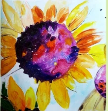 ORIGINAL Oil Painting Floral ORIGINAL Art Sunflower  Painting Textured SET of 3