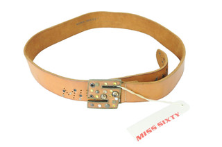 MISS SIXTY Belt Women's 115 CM Genuine Leather Shiny Studs Logo Buckle