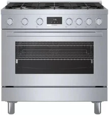 Bosch 800 Series 36" 3.4 Cu.Ft 6 Sealed Burners Freestanding Gas Range HGS8655UC