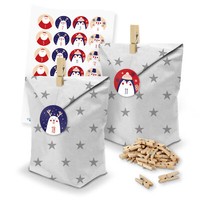 Itenga Adventskalender 24X TüTen Sterne Klammern Zahlen Weihnachtsfiguren 1-24