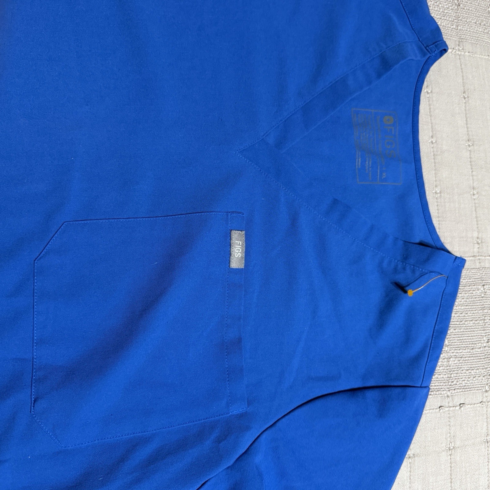 FIGS Blue Solid Scrub Top XL Polyester Rayon Span… - image 5