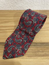 Christian Dior Italian Silk Neck Tie Red Paisley Print Made In USA