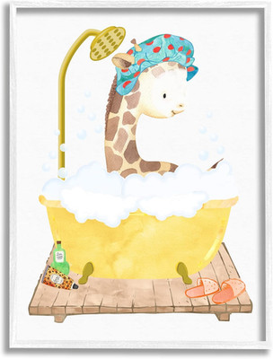 Children'S Giraffe Animal Bubble Bath Yellow Bathroom, Design by Erica Billups