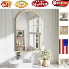 Elegant Gold Arched Bathroom Mirror - 36x24 Inch, Rustproof Shatterproof