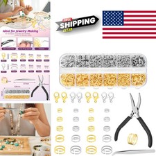 Metal Jewelry Repair Kit 1200 Jump Rings and Lobster Clasps with Organizer Box