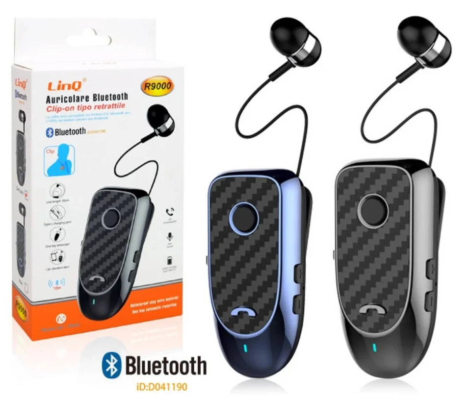 Linq Auricolari Clip on Bluetooth R9000 con microfono, Cuffie Auricolare con Cav - Immagine 3 di 3