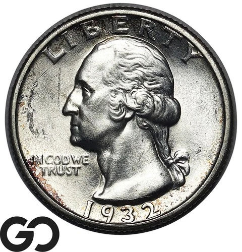 1932-S Washington Quarter, Frosty Solid Gem BU++ Key Date Series First Year!