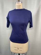 DIANE VON FURSTENBERG Vintage Top SIZE SMALL blue knit stretch 70s 80s