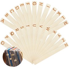 26 Pcs Wooden Vinyl Record Dividers Alphabetical A-Z Single Sided Horizontal ...