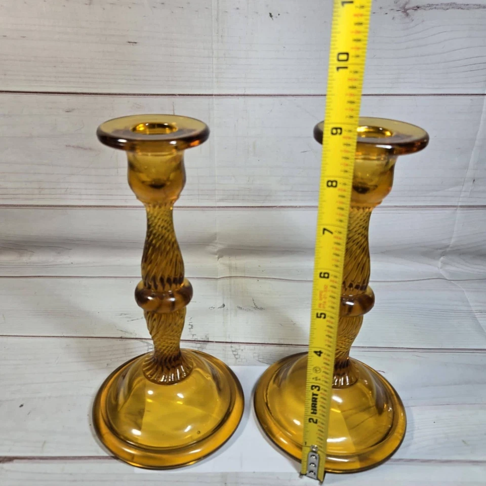 Juego de 2 candelabros de vidrio ámbar - Decoración vintage Foto 4 de 4
