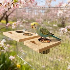 Bird Perch Feeding Cup for Bird Cage Watering Supplies Animal Pet Wooden Perch