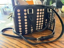 Tory Burch Robinson Black Saffiano Leather Lily Polka Dot Square Satchel