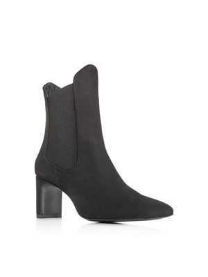 DORATEYMUR Womens Black Goring Comfort Square Toe Block Heel Slip On Booties 39