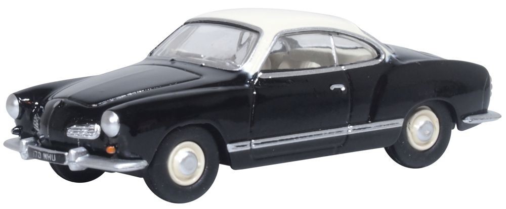 VW Karmann Ghia - Black / White, Oxford Diecast 1/76 New - Model Car - 76kg002