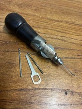 Vintage C.A. Myers Sewing Awl "The Awl for All" Wooden Handle + Metal Tool