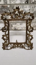 Vintage Ornate Brass Rococo Baroque Style Picture Frame 11" Tall