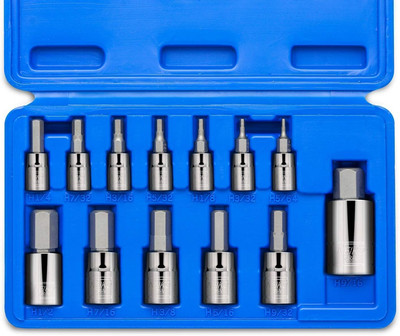 Neiko 10075A SAE Hex Bit Socket Set | 13-Piece | S2 Steel 13 Piece 