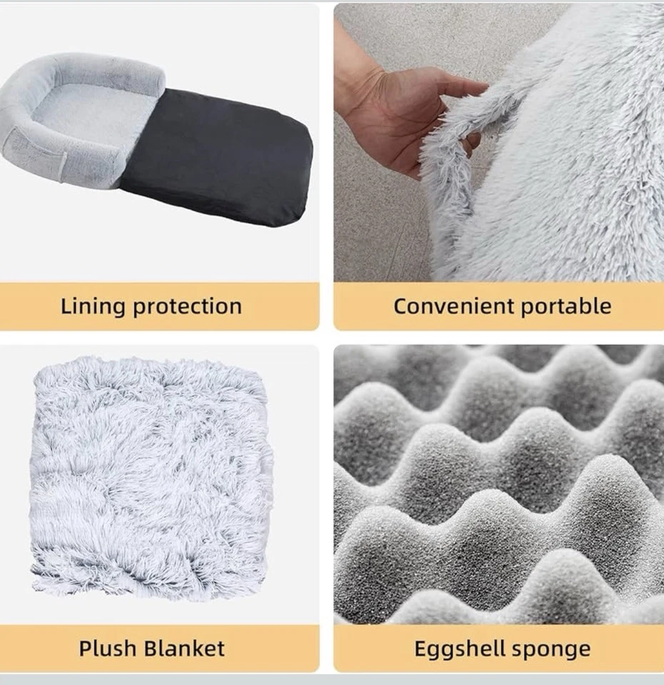 Cama para perro humano para adulto, cama plegable 2 en 1 para mascotas gigante Foto 3 de 4