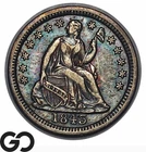 1843 Seated Liberty Half Dime, Great Album Toner, Choice XF