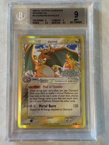 Charizard EX Crystal Guardians Stamped Reverse Foil #4 Holo Rare Mint BGS 9