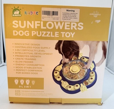Dog Puzzle Toy, 3 Levels of Step-by-Step Challenge, Spin-to-Release Treat Dis...
