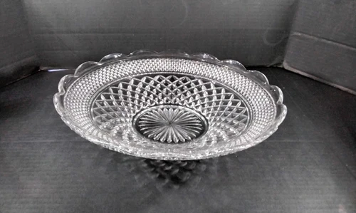 VTG Anchor Hocking Wexford Glass Round Fruit Bowl Scalloped Rim 14"