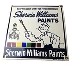 Vintage Sherwin Williams Sign - Paint Brush Gas Pump Porcelain Color Chart Sign