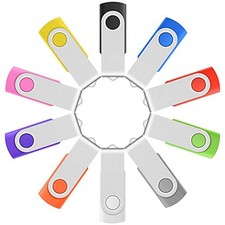 Professional 10-Pack of 16GB Multicolor USB Flash Drives - Swivel Memory Stic...