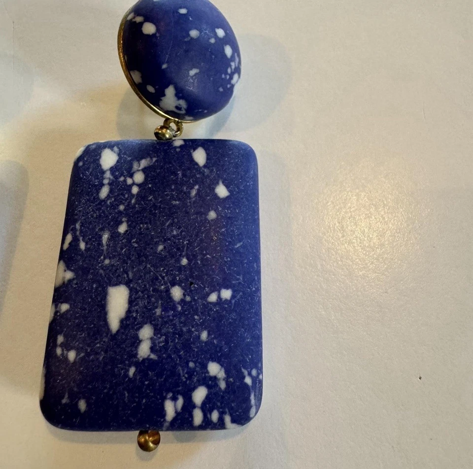 Lele Sadoughi Boulder Drop Earrings In Marble & Howlite with 14k Gold Plated - Image 4 of 4