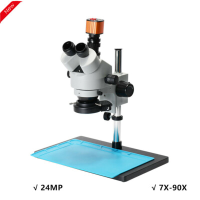 24MP HDMI Digital USB Microscope Camera Kit 7X-90X Trinocular Stereo Microscope