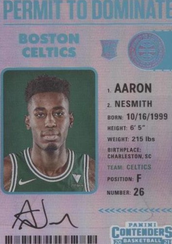 2020-21 Panini Contenders Lottery Ticket Aaron Nesmith #7 RC