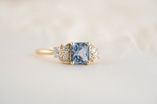 Anello di fidanzamento taglio cuscino zaffiro blu argento 925 anello regalo San Valentino - Foto 2 di 4