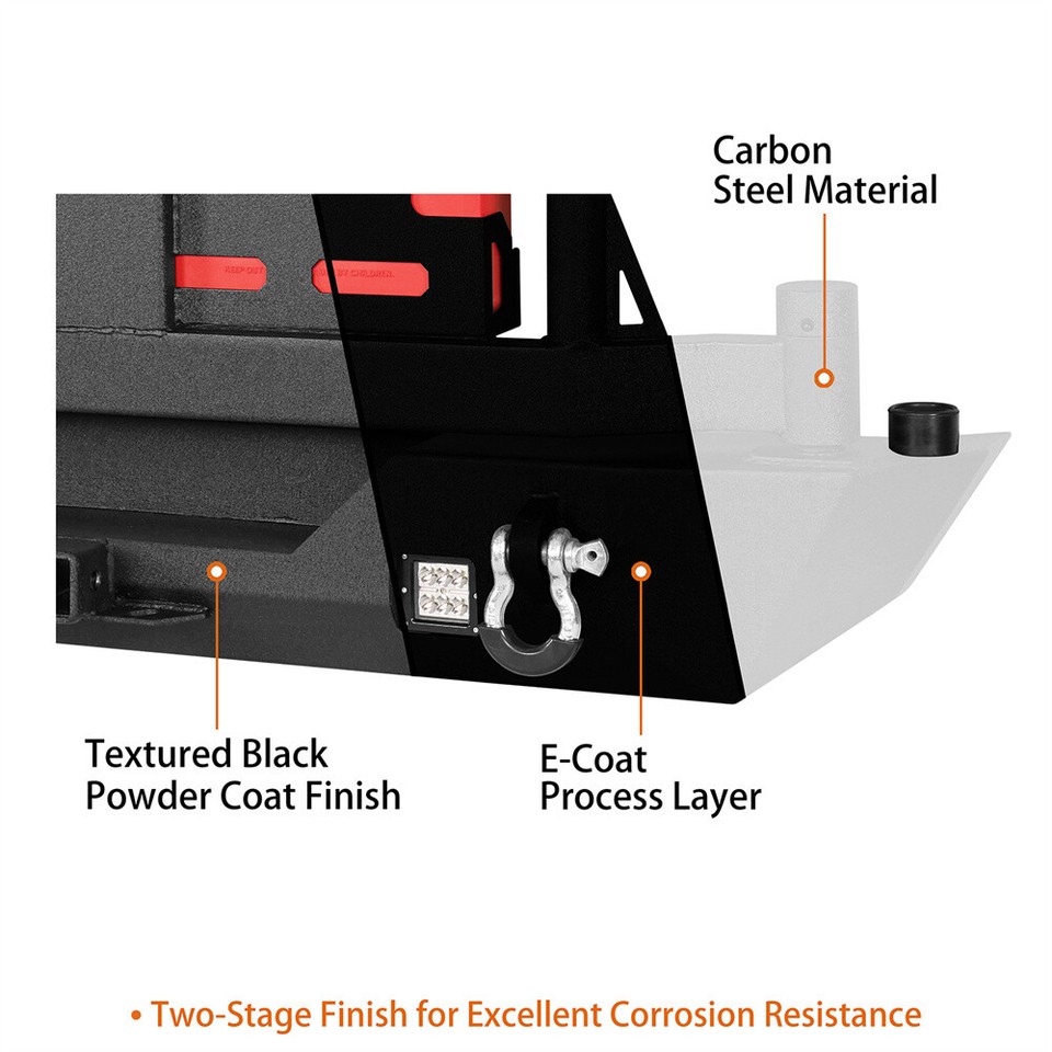 Rear Back Bumper w/ Tire Carrier & Towing Hooks for 20072018 Jeep