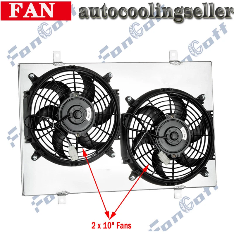 Aluminum Shroud 2x10" Fans For 1984-1990 Chevrolet Corvette S10 Pickup 5.7L V8 Foto 2 de 4