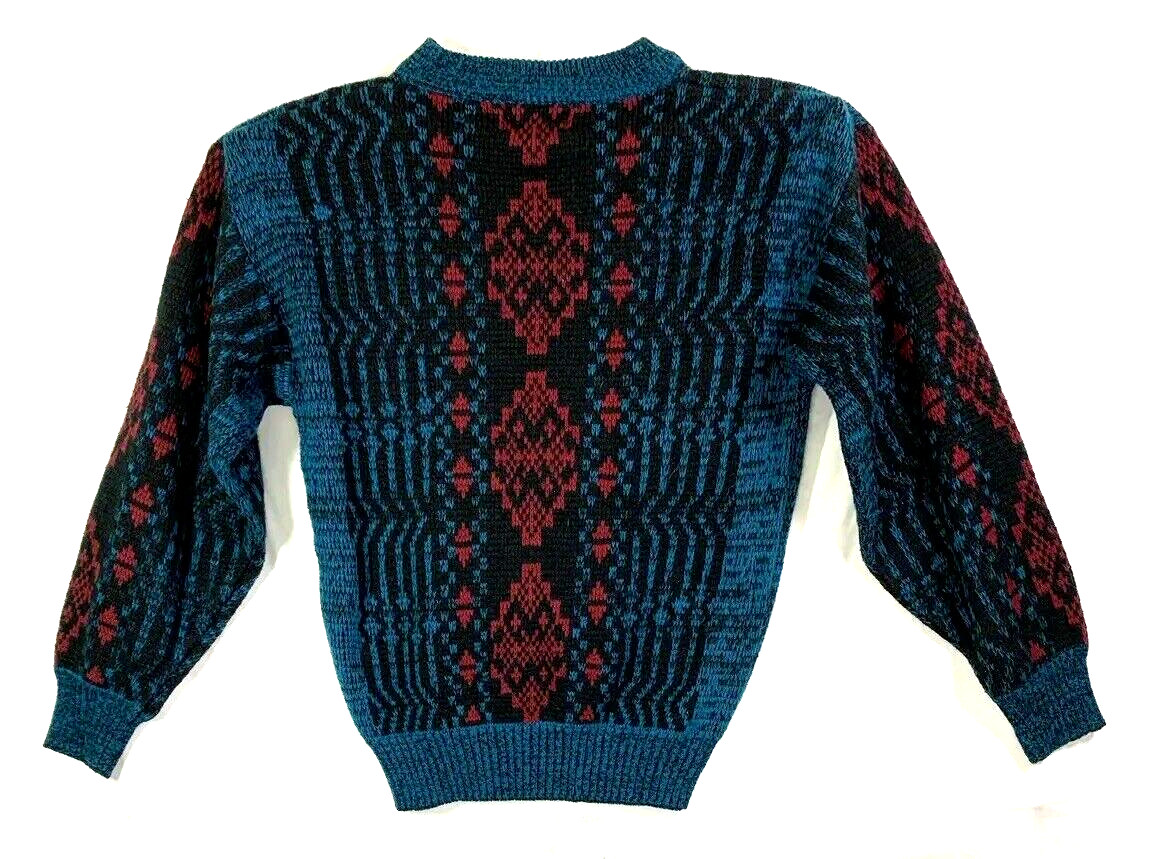 90s Aztec Geometric Pattern Sweater Basic Trends … - image 1