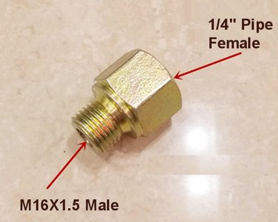 Pipe Fitting 1/4'' NPT Female to Metric M16 M16X1.5 Male Steel Adapter