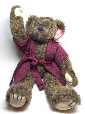 Vintage 1993 Ty Beanie Baby Tyrone Teddy Bear Maroon Robe Stuffed Toy Nice Shape