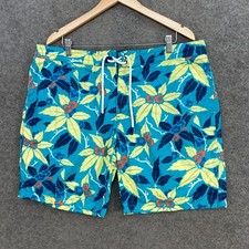 Country Road Mens Shorts Size L Large Blue Floral Pockets Lined Drawstring 48403