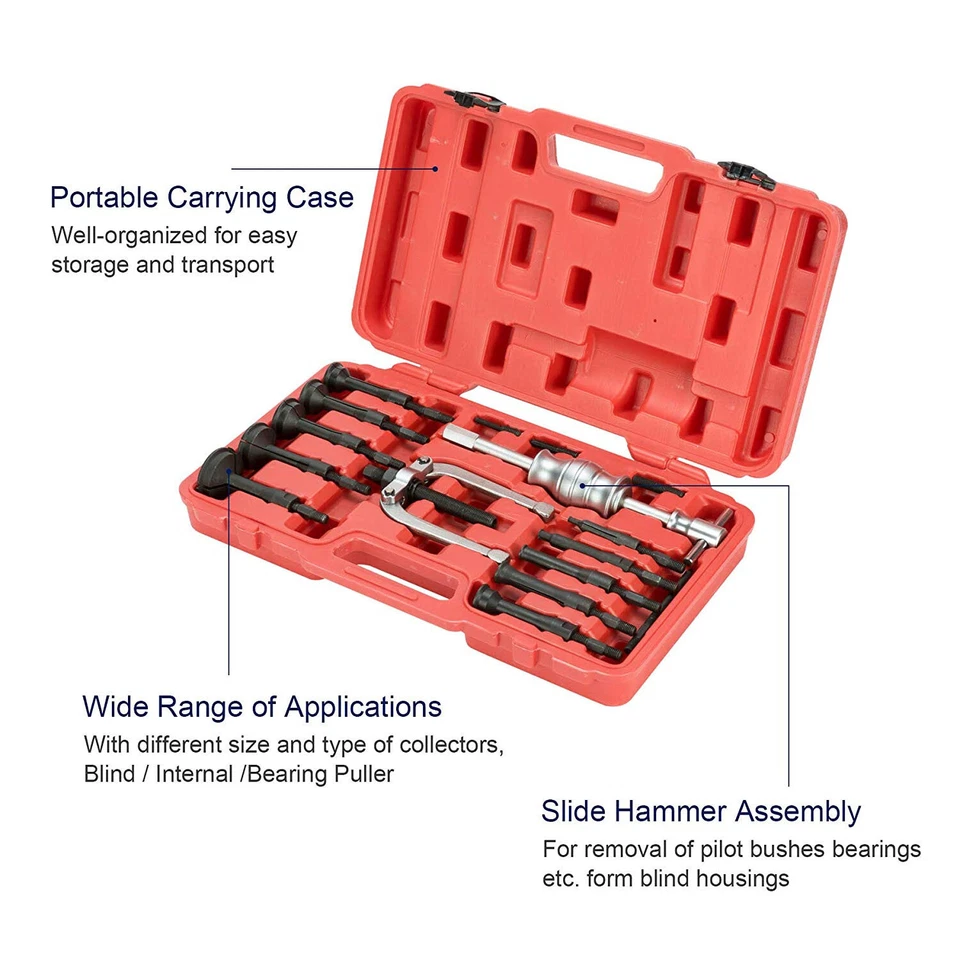 16PC Blind Hole Pilot Bearing Puller Internal Extractor Slide Hammer Puller Tool - image 4 of 4