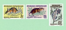 Central African Rep, 3 stamps,  SC 73 - 75 , Rodents, 1966, MNH