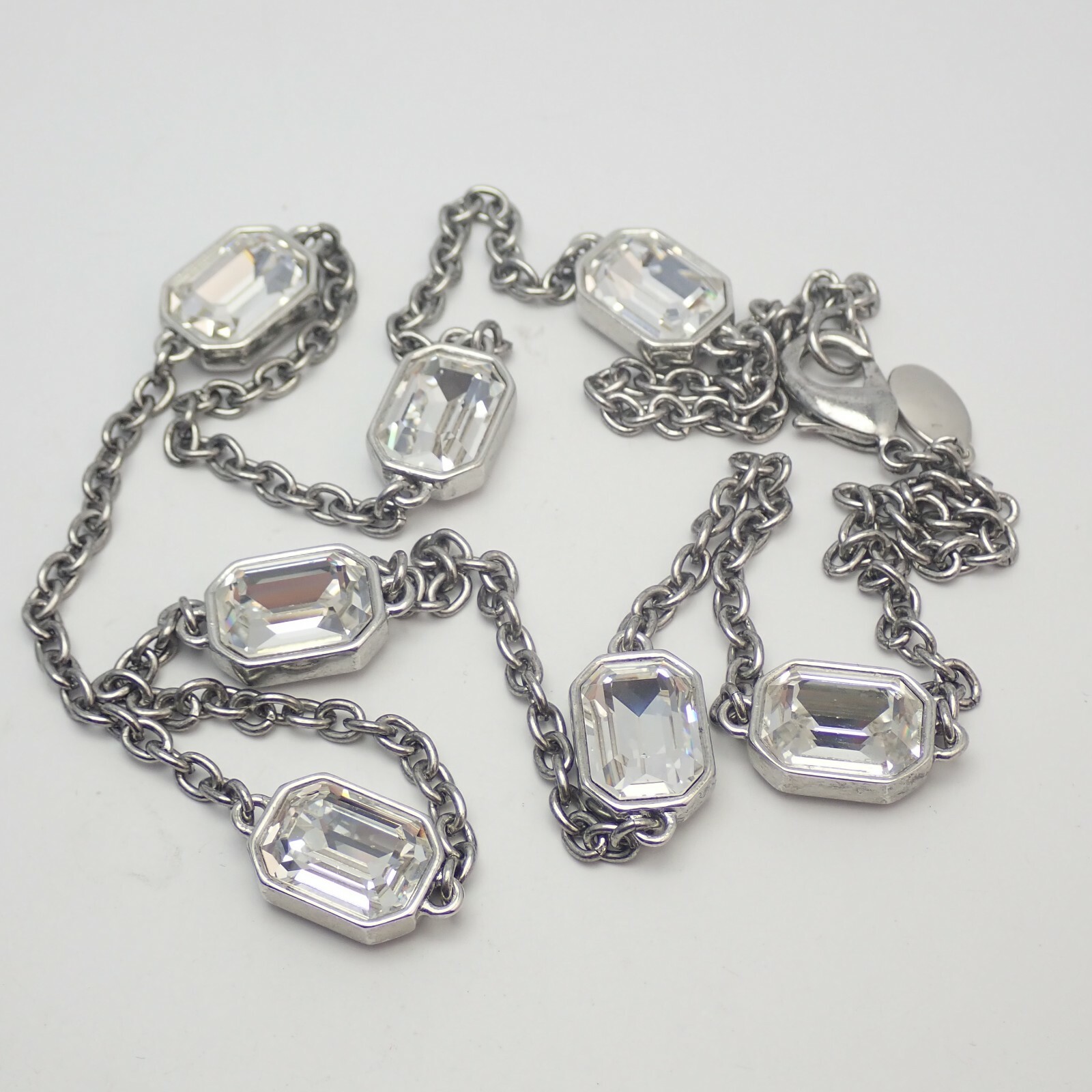 Ann Taylor Clear Rectangular Cut Rhinestone Silve… - image 8