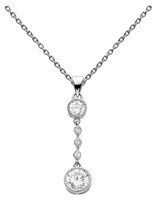 Dew Sterling Silver Stone Vintage Round Y-drop Necklace Dew Sterling Silver Stone Vintage Round Y-drop Necklace