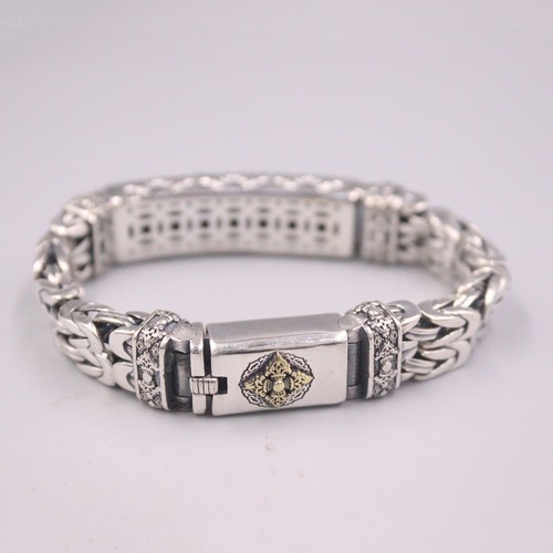 Vintage Silver Bracelet 925 For Men Vajra Double Byzantine Sterling Silve 8.5'' - Picture 3 of 6