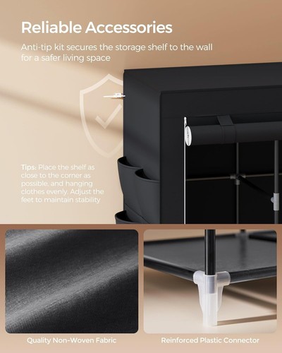 Portable Closet, Wardrobe Closet Organizer with Cover, 4 Hanging - Picture 2 of 8