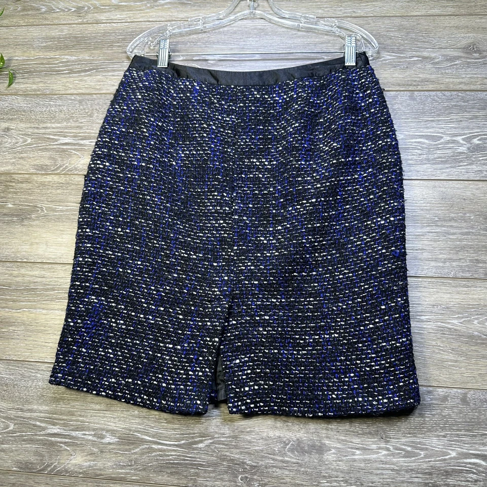 Jones Wear Falda Talla 8 Azul Lana Tweed, Falda Forrada Lápiz Mini Mujer Foto 2 de 4