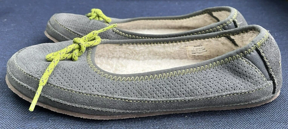 L.L. Zapatillas mocasín Bean Wicked Good de piel de oveja gris y verde para mujer 7,5 Foto 3 de 4