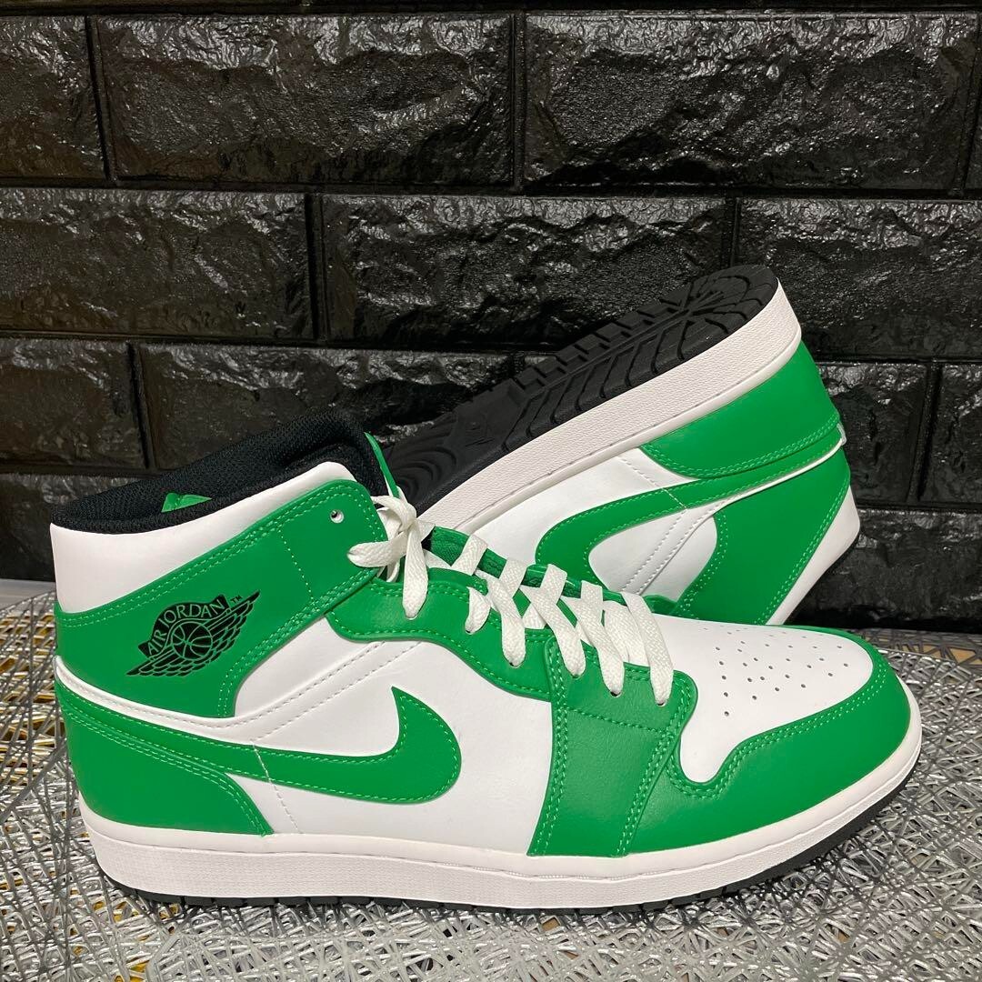 Nike Sneakers Shoes Air Jordan 1 Mid Lucky Green White Men's US12