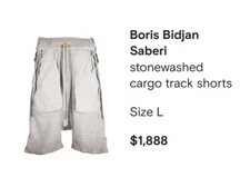 Boris Bidjan Saberi stonewashed cargo track shorts
